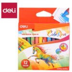 DELI C208 WAX CRAYONS - 12 COLOURS